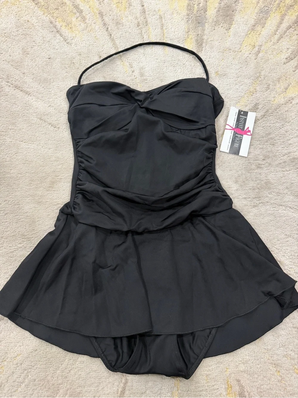 InstantFigure Black Skirted One Piece Swimsuit Size 6 NWT Tummy Control